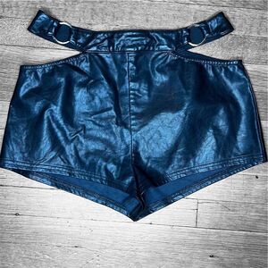 Dolls Kill Club Exx NIGHTS INTO MORNINGS VEGAN LEATHER SHORTS Black Size Medium